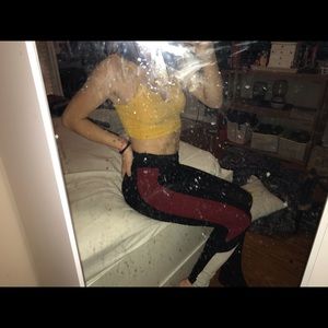 Black, red, and white leggings